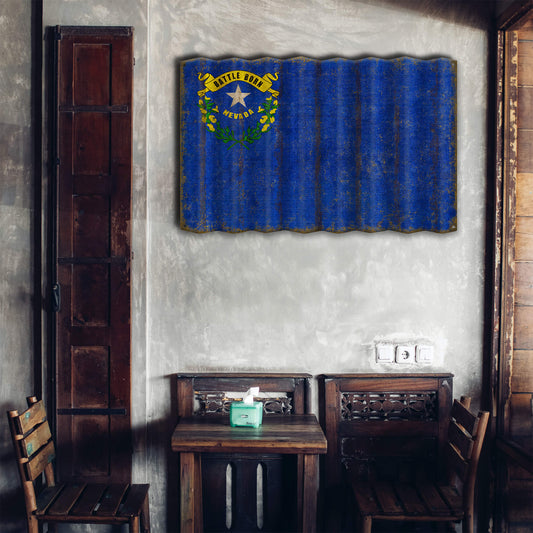 Nevada State Flag - Corrugated Metal Wall Art