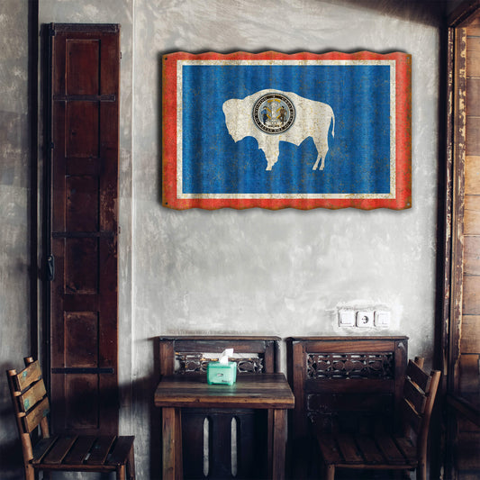 Wyoming State Flag - Corrugated Metal Wall Art
