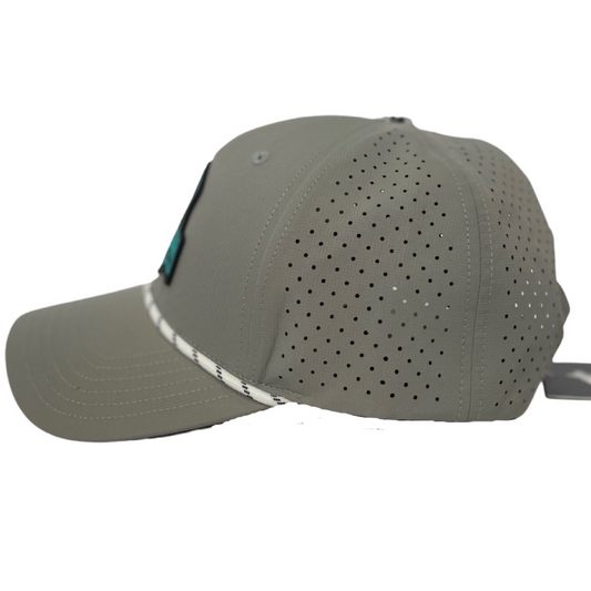 Grey Turquoise PVC Performance Snapback Hat