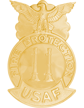 USAF Station Chief Fire Badge - Metal GOLD Crossed Bugles