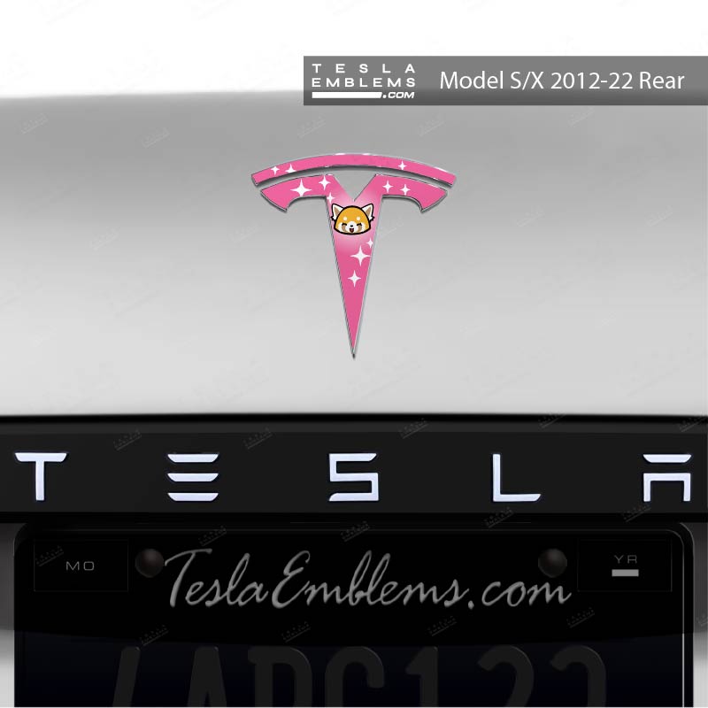 Aggretsuko Tesla Emblem Decals (Front + Back) | Model X