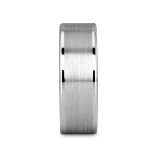 AIRES Flat Brush Finish Center Polished Edges Tungsten Carbide Ring - 4mm - 10mm