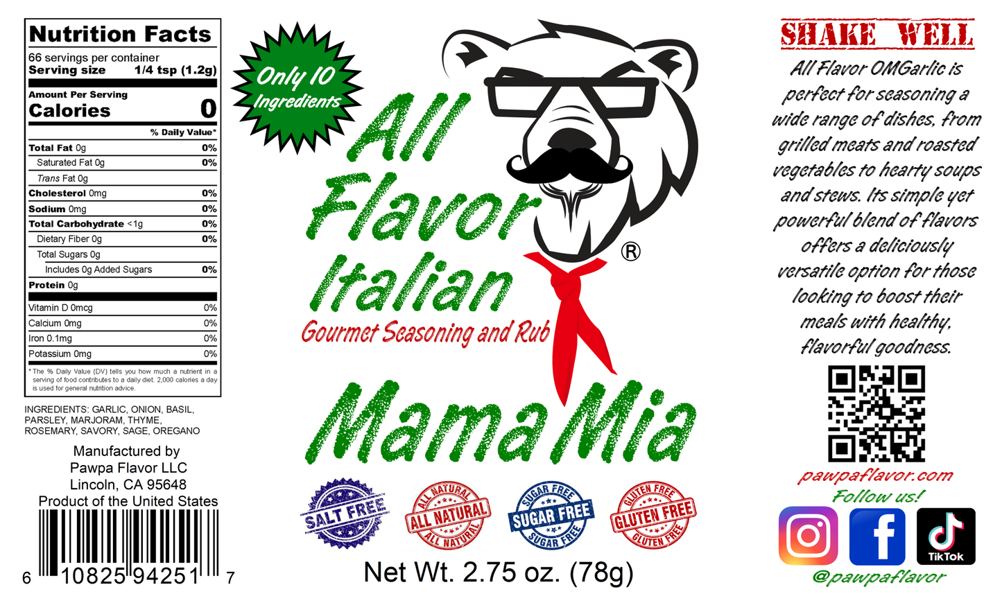 All Flavor Mama Mia Italian Seasoning
