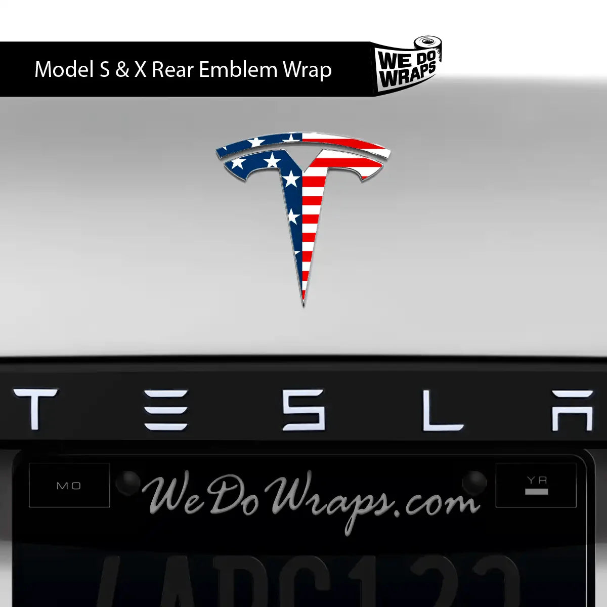 American Flag Tesla Emblem Decals (Front + Back) | Model X