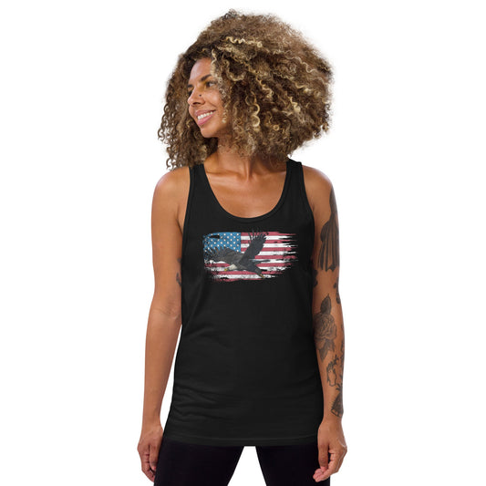 American Flag Tank Top with Bald Eagle Design