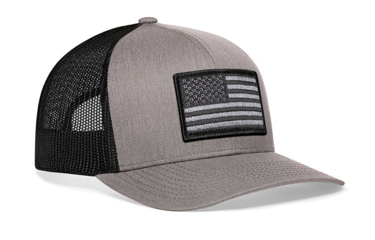 American Flag Trucker Hat | Gray-Black USA Tactical Snapback