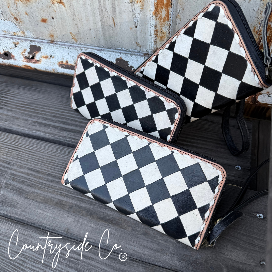 Avenue Checkered Leather Wallet