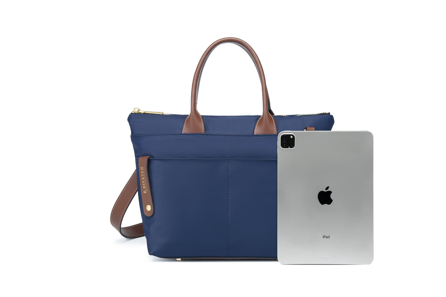 Dot | Navy Nylon + Brown Leather