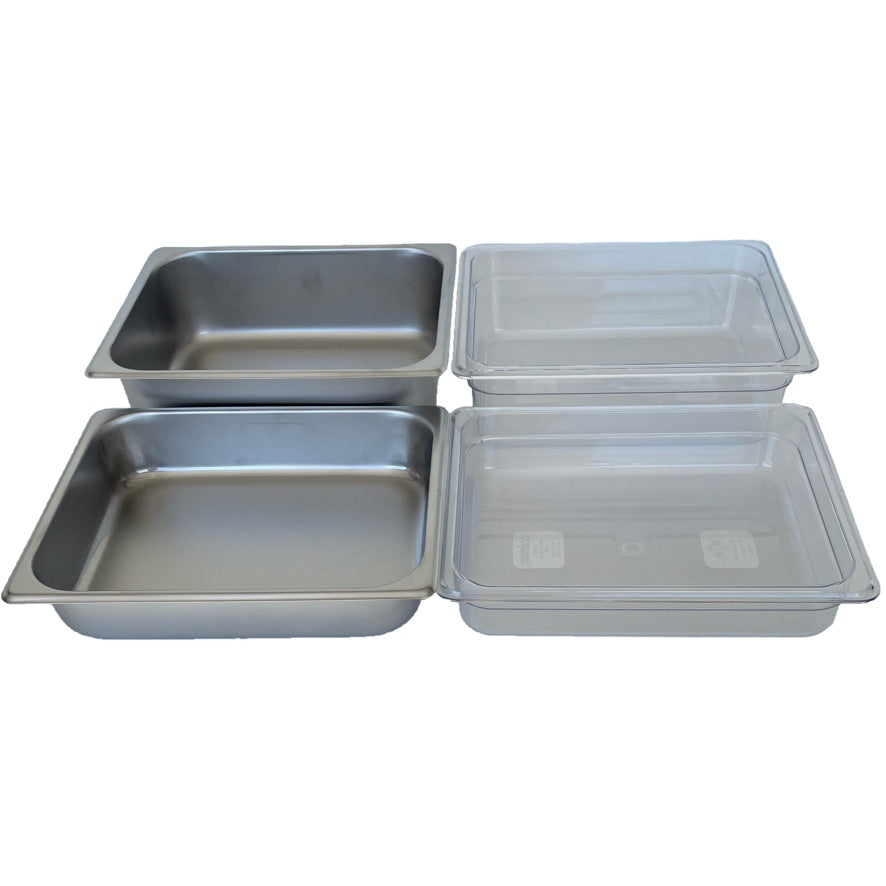 REVO HALF Size Pan Set | Stainless Steel 4" deep | Two 1/2 Size food pans