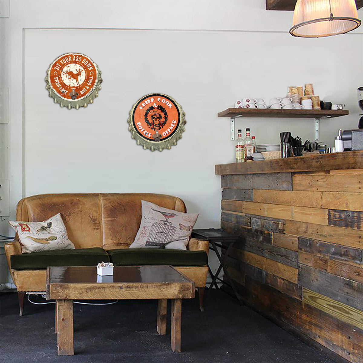 Sit Your Ass Down - Bottle Cap Wood Wall Art