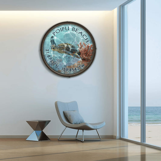 A Sea Turtle's Adventure - Barrel End Wall Art