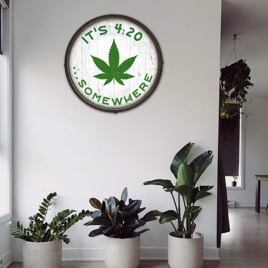 It's 4:20 Somewhere - White - Barrel End Wall Art