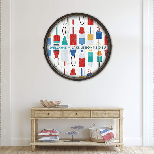Welcome to the Lake Buoy Sign - Barrel End Wall Art