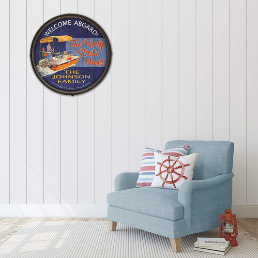 Welcome Aboard: Personalized - Barrel End Wall Art