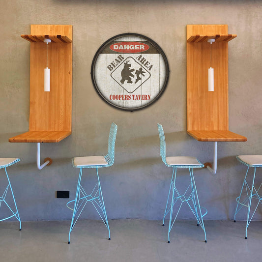 Bear Warning Sign - Barrel End Wall Art