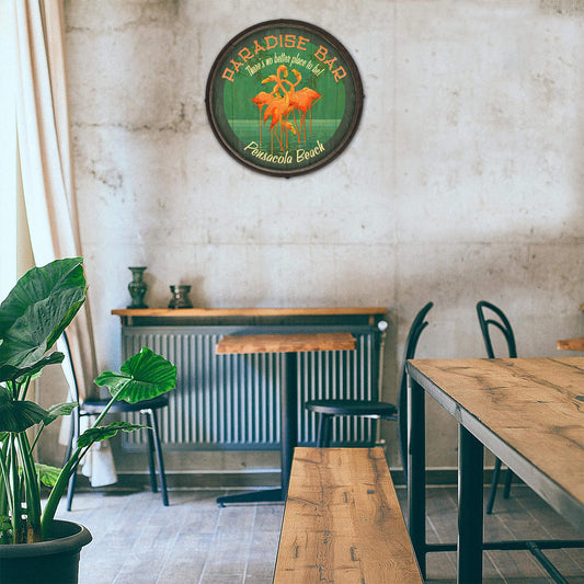 Flamingo Paradise - Barrel End Wall Art
