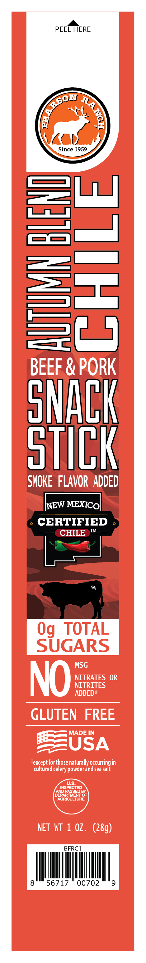 Green Chile and Autumn Blend Chile Beef & Pork Snack Sticks (12 pack)