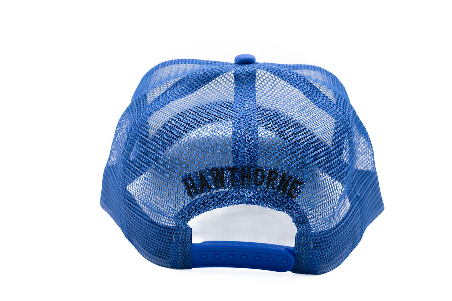 Royal Blue & White Letter Trucker Hat