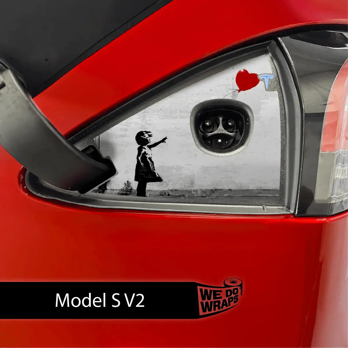 Girl with Balloon Tesla Charge Port Wrap | Model S