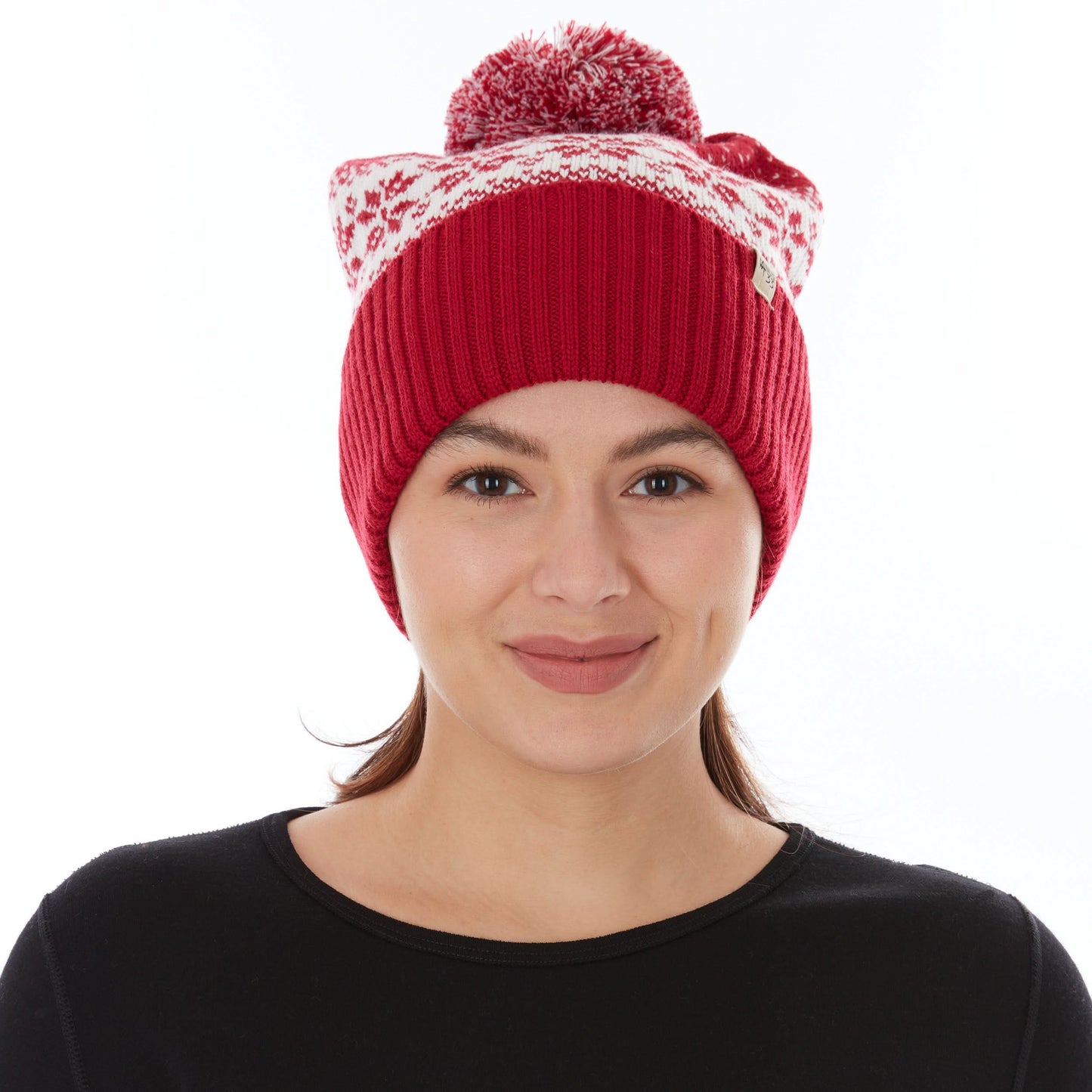 100% Merino Wool Knit Cuff Pom Beanie - Midweight