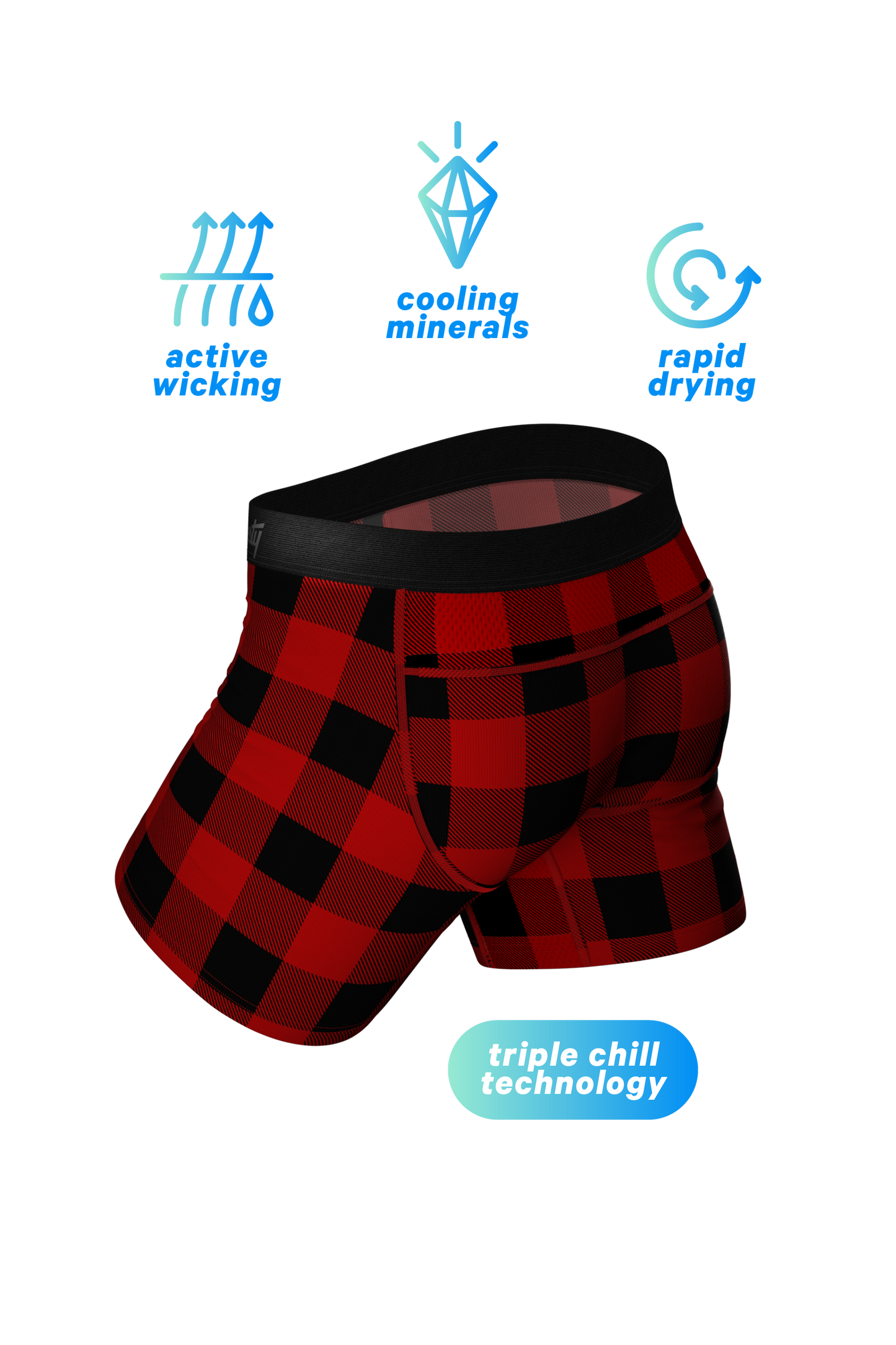 The Red & Black Lumberjack | Buffalo Check paradICE™ Cooling Ball Hammock® Underwear With Fly