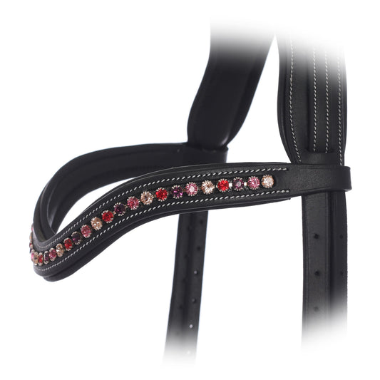 ExionPro Elegant Soft Padded Light Peach, Rose, Fuchsia, Light Siam Colored Crystal Browband