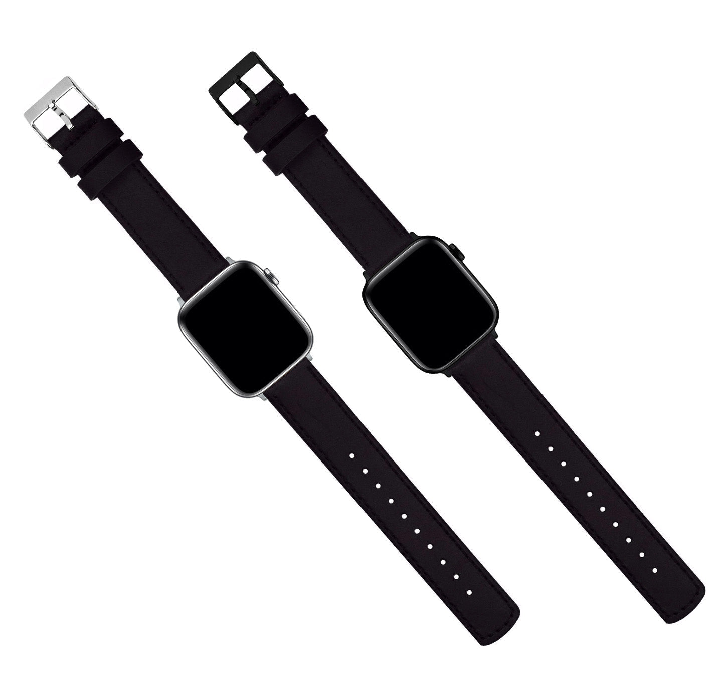 Apple Black Leather Stitching Watch Band