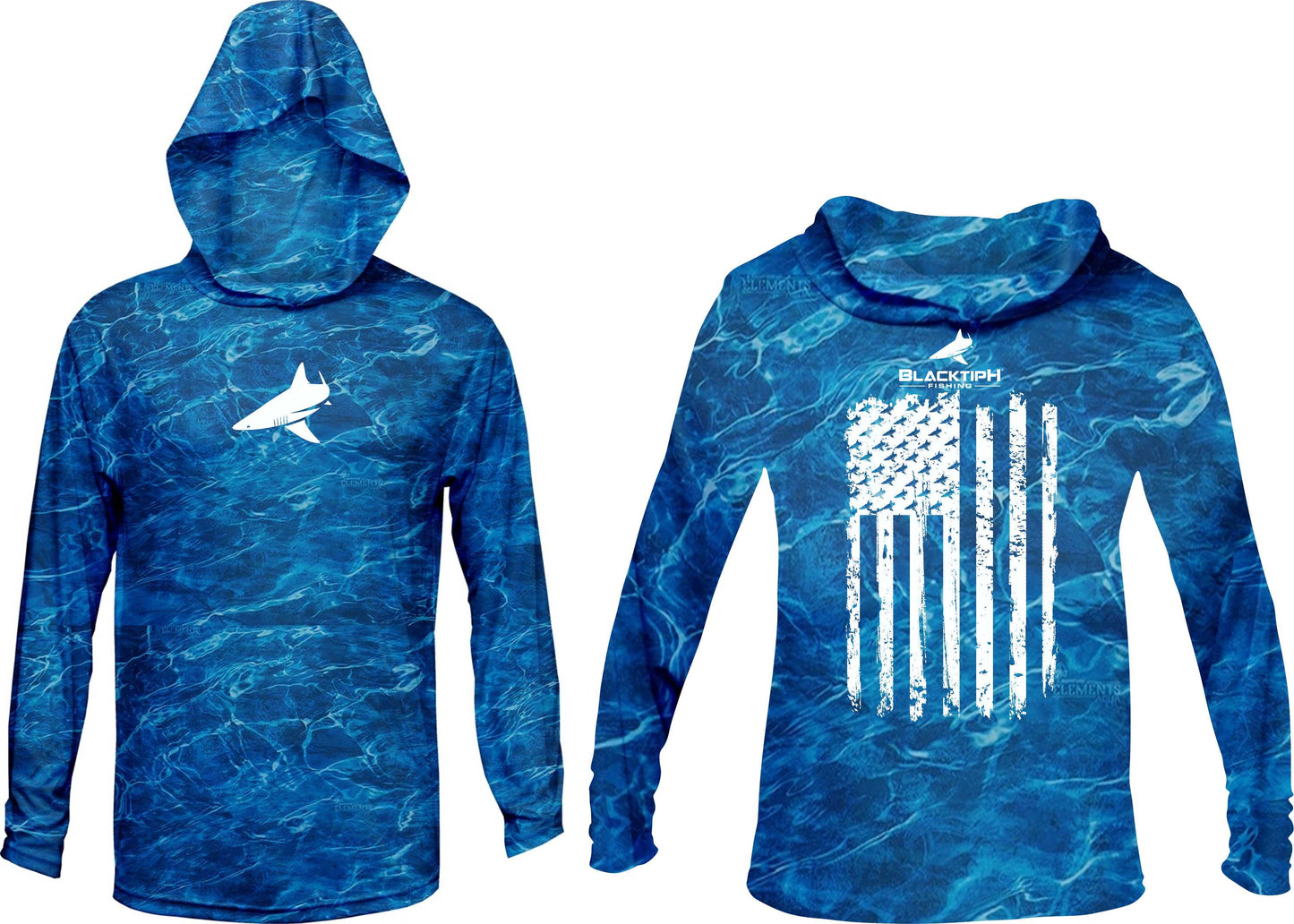 BlacktipH Patriotic Performance Shirt Distressed Hoodie with UPF 50+ Protection