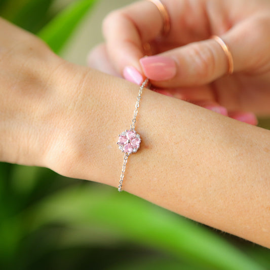 BLOSSOM Accent Bracelet - 925 Sterling Silver with Pink Zircon