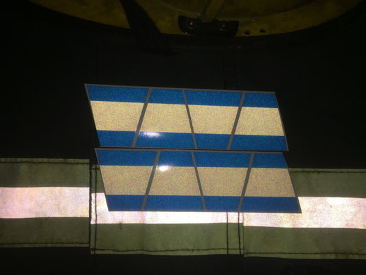 BLACKED OUT BLUE AND GREY TRIPLE STRIPE REFLECTIVE HELMET (TET) TETRAHEDRON 8 PACK