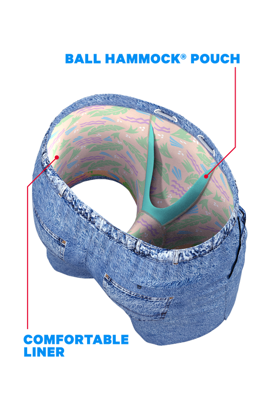The Boogie Board Lord | Denim Tropical Ball Hammock® Pouch 5" Swim Trunks