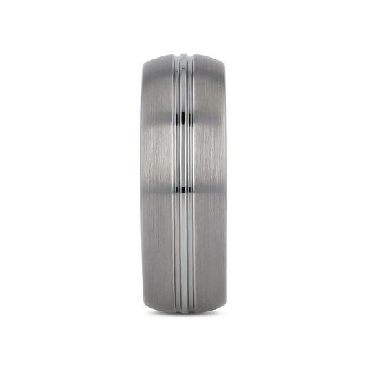 BOSS Tungsten Carbide Ring with Domed Center Groove and Brush Finish - 6mm & 8mm