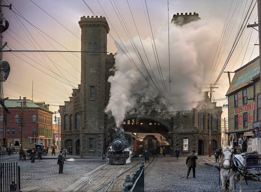 Vintage Photo Puzzle: Boston and Maine Railroad Depot, 1910: 500 Pieces