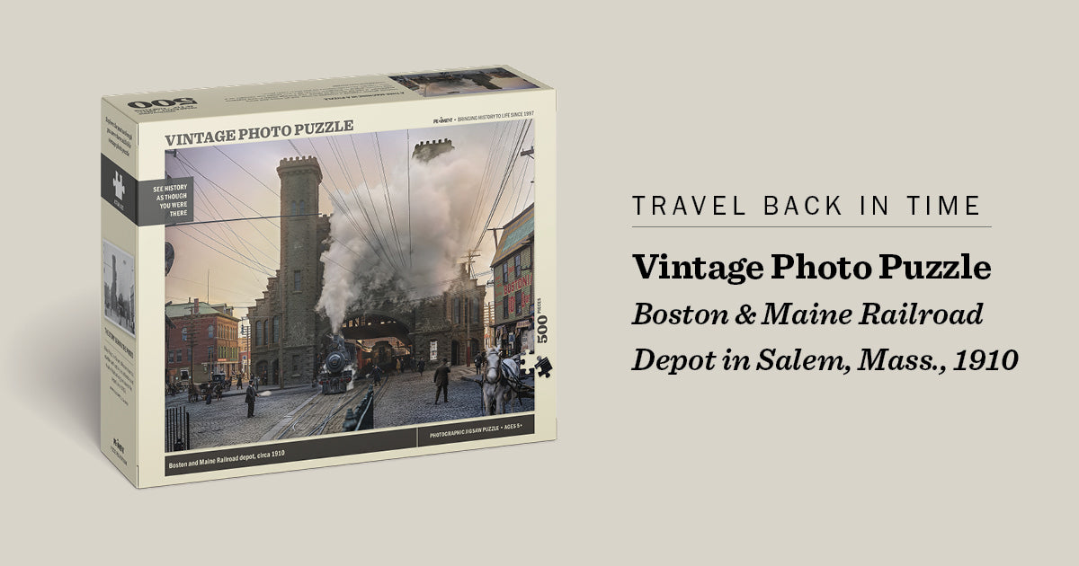 Vintage Photo Puzzle: Boston and Maine Railroad Depot, 1910: 500 Pieces