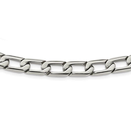 Men's 11mm Stainless Steel Open Oval Curb Chain Necklace, 24 Inch