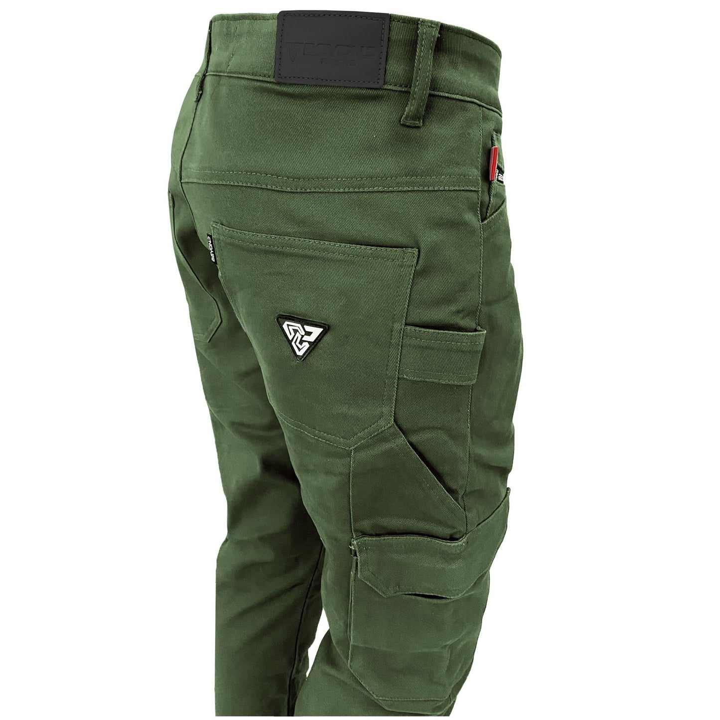 Straight Leg Cargo Pants - Army Green with Pads
