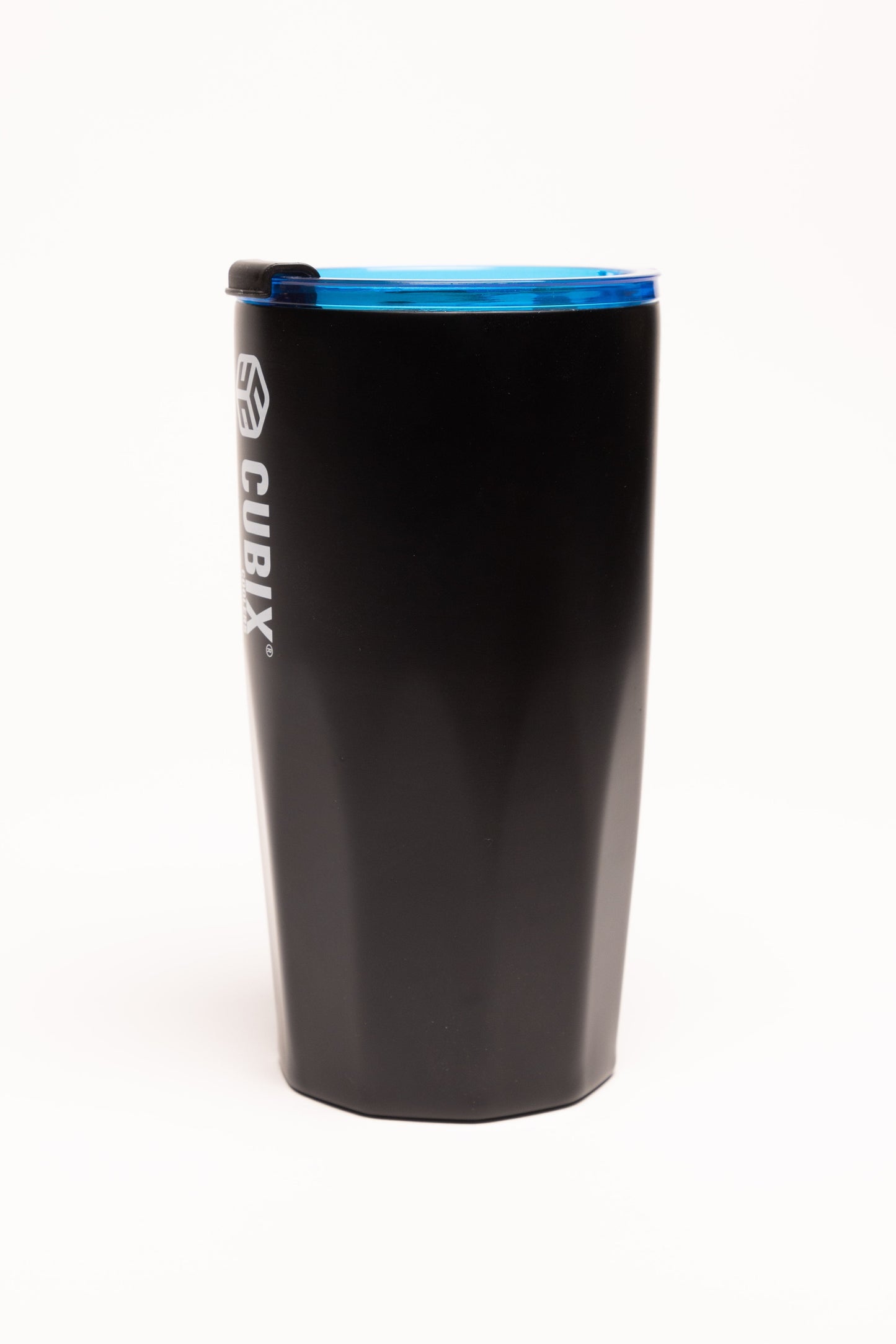 Cubix Outdoors 20oz Steel Insulated Tumbler with Dual-Function Lid-Charcoal w/ Blue Lid