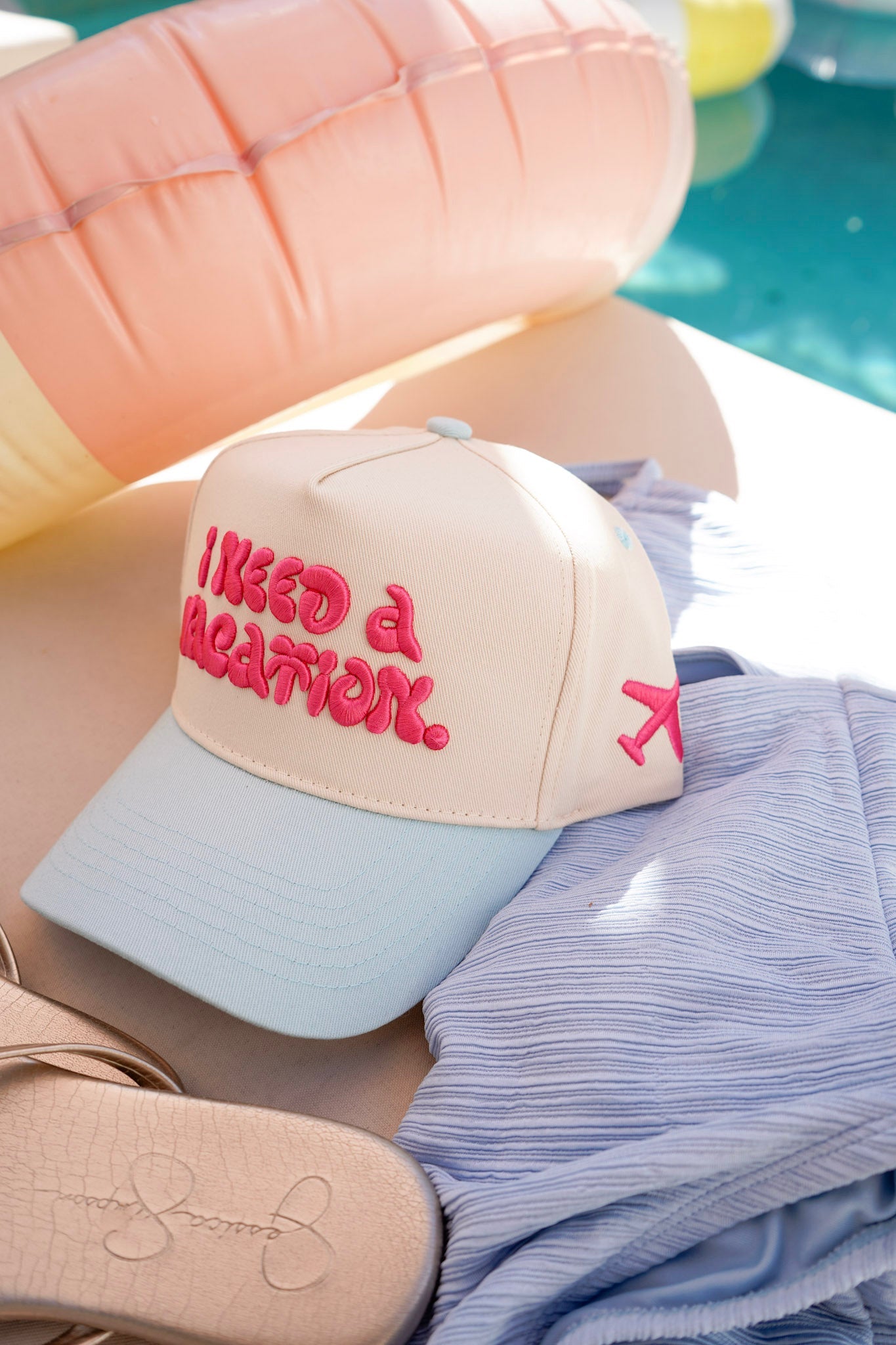 I Need a Vacation - Baby Blue Trucker Hat
