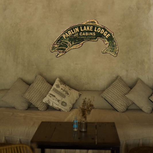Rustic Fish Lodge Sign - Wood Wall Decor