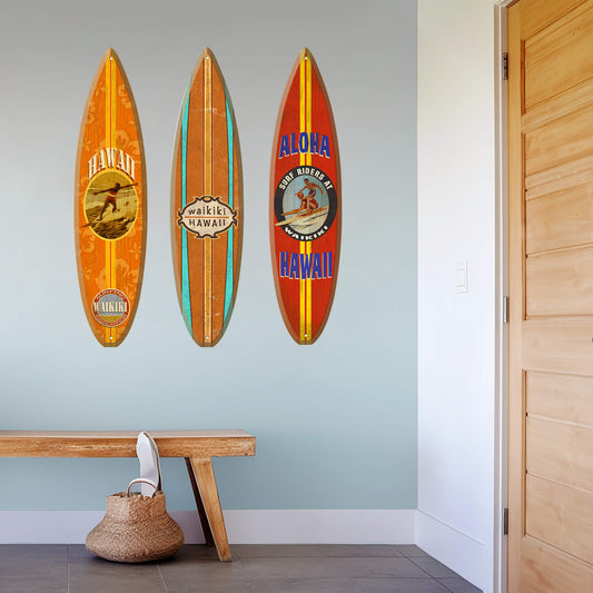 Waikiki Hawaii - Surfboard Wall Art