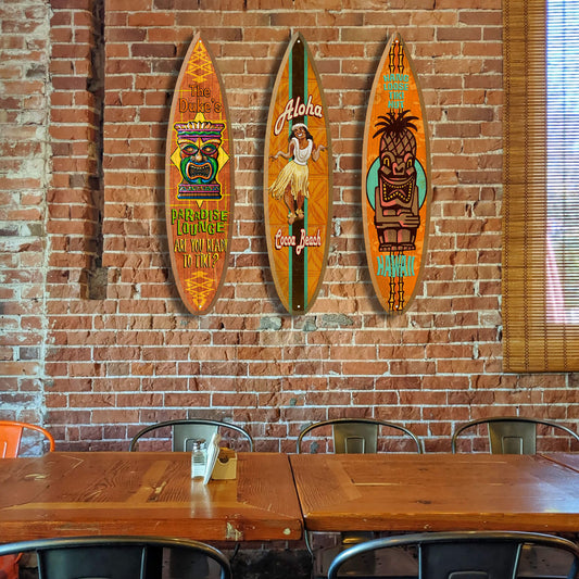 Paradise Lounge Tiki - Surfboard Wall Art