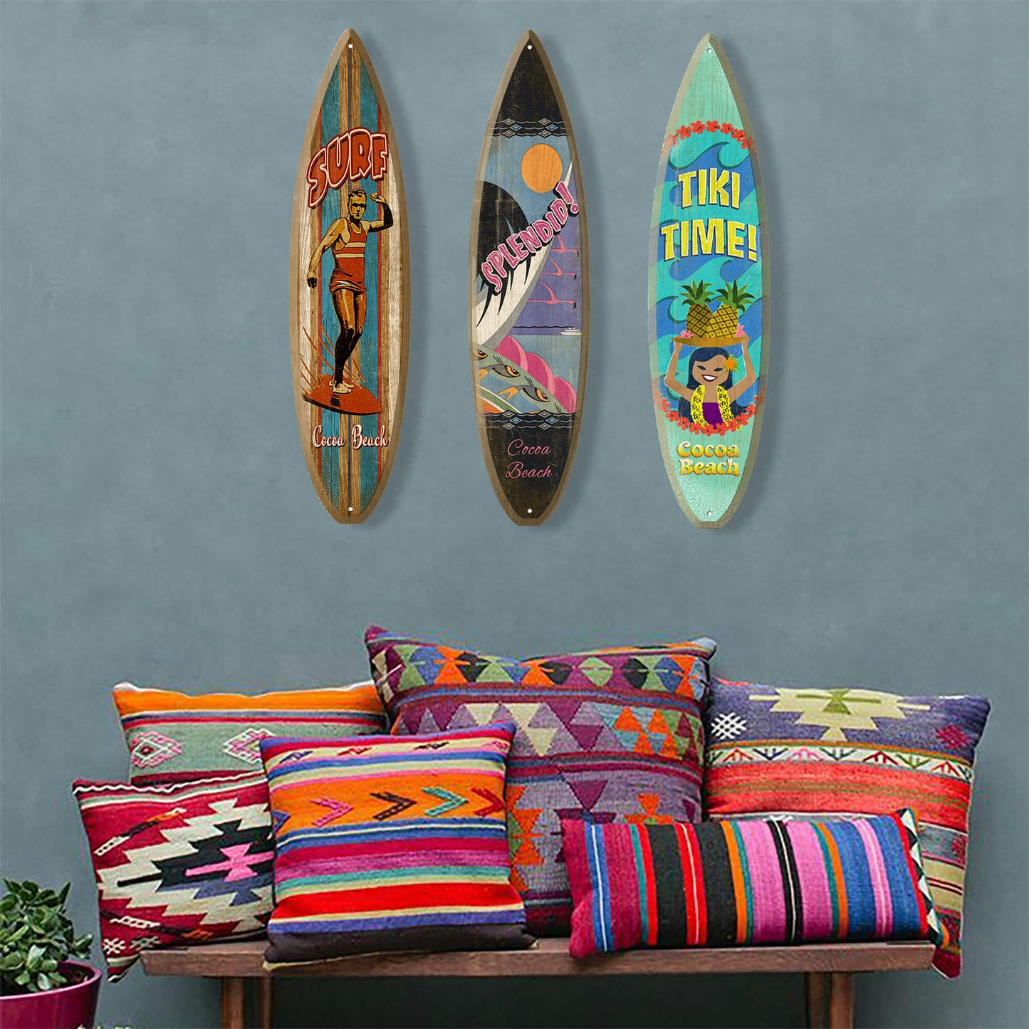 Splendid Flamingos! - Surfboard Wall Art