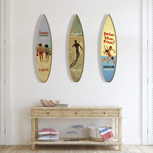 Hand in Hand: Children's Beach Time - Surfboard Wall Art