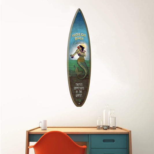 Mermaid Mystique at Moonlight - Surfboard Wall Art