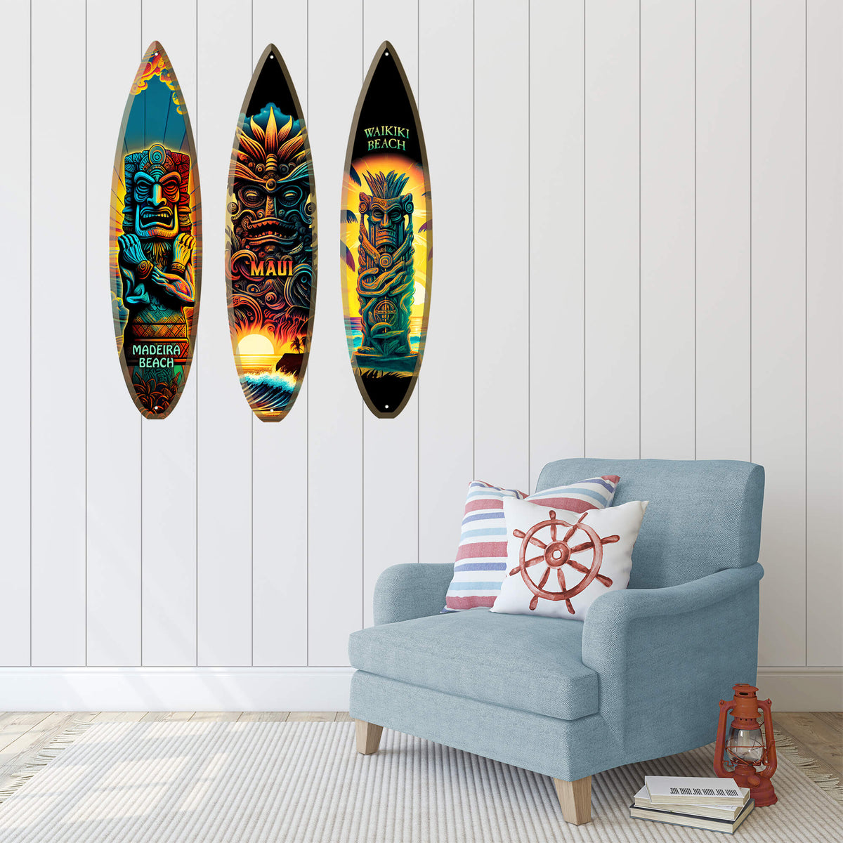 Tiki Man 3 - Surfboard Wall Art