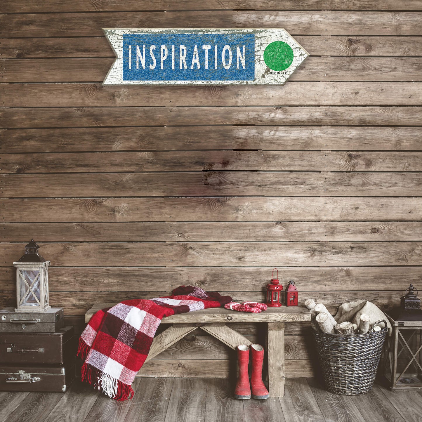 Ski Run Difficulty Arrow: Green - Wood Wall Decor