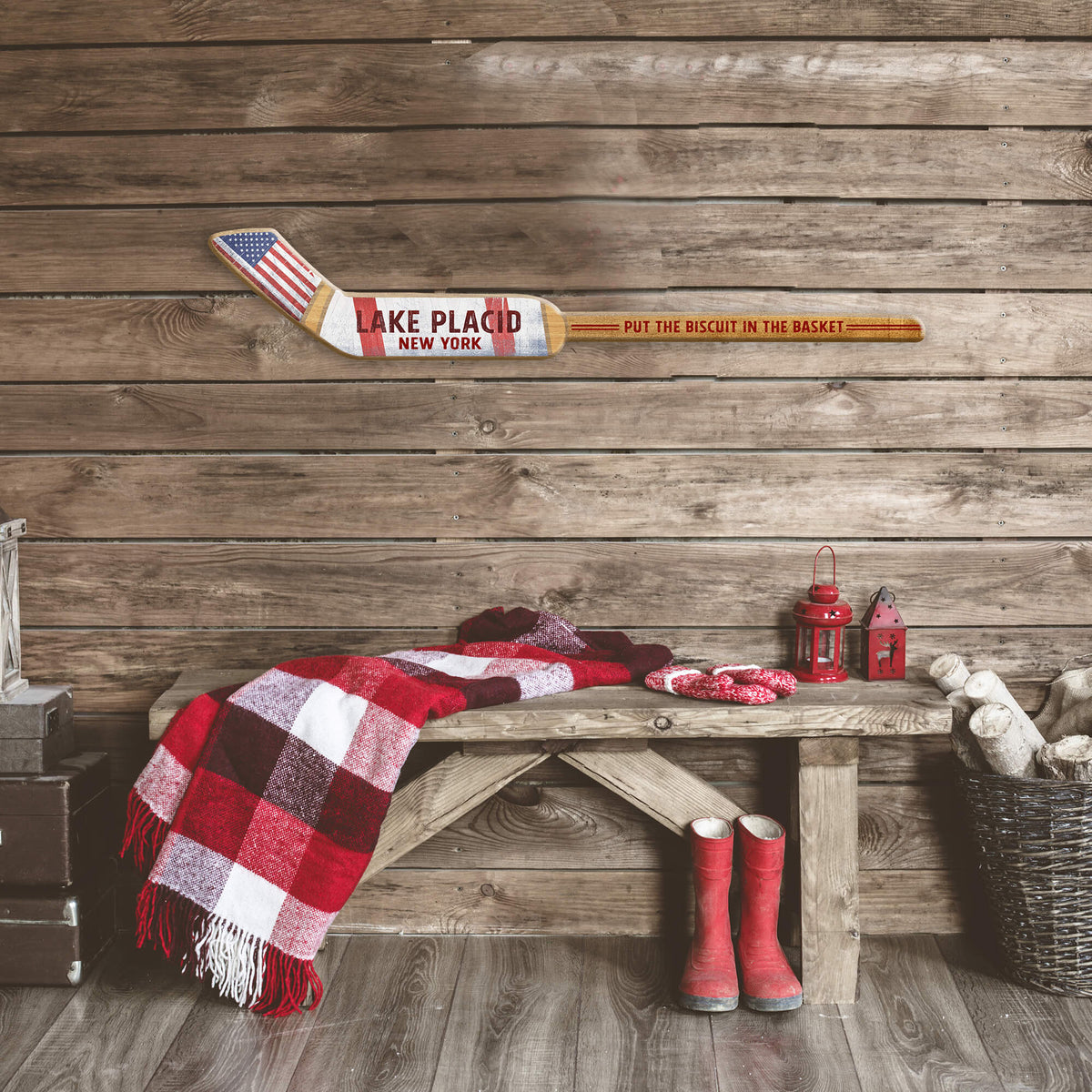 Hockey Goalie Stick Cut Up: USA - Wood Wall Decor