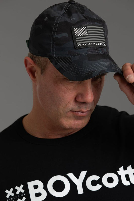 Camo Performance Cap with Logo Flag Patch