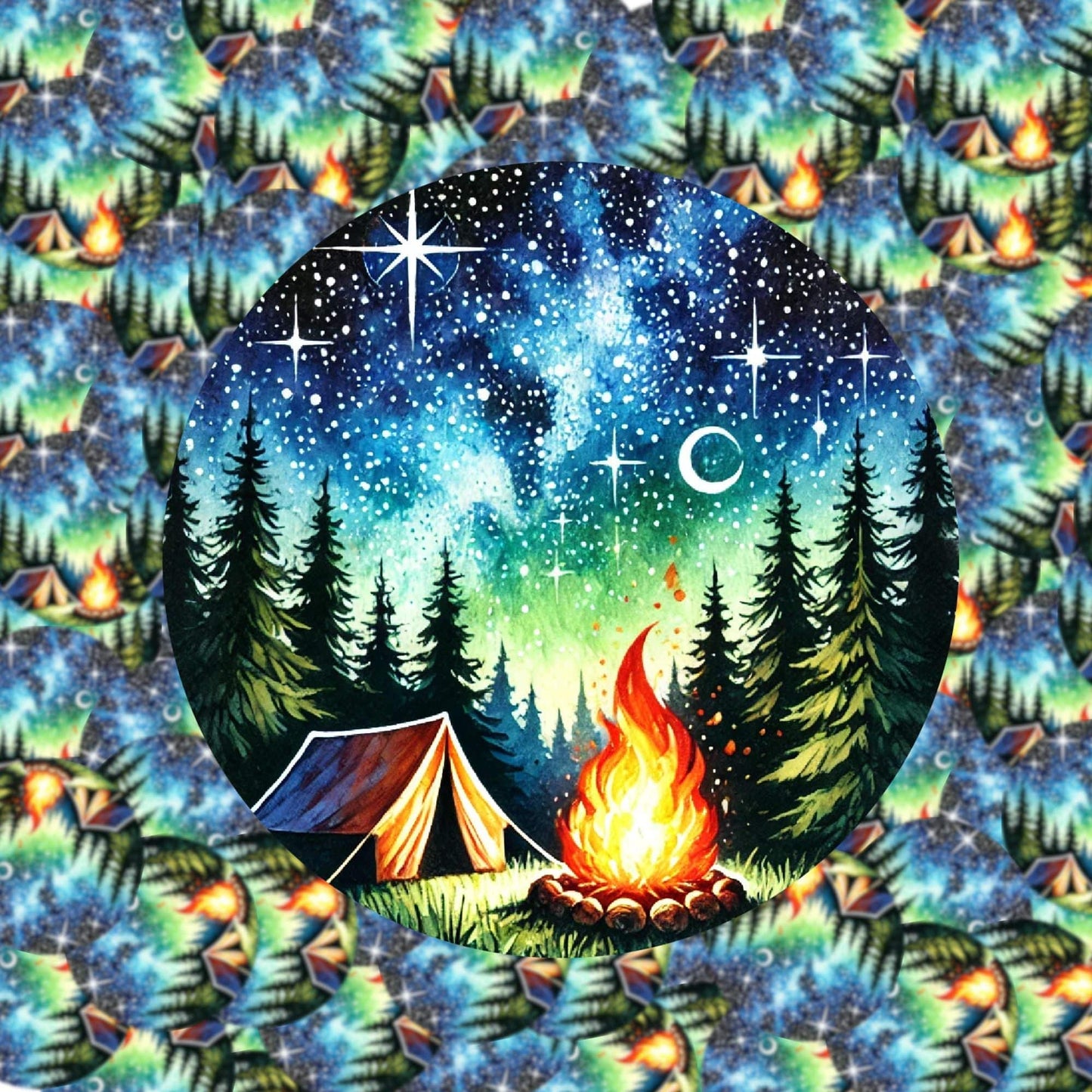 Campfire Starry Night Sticker