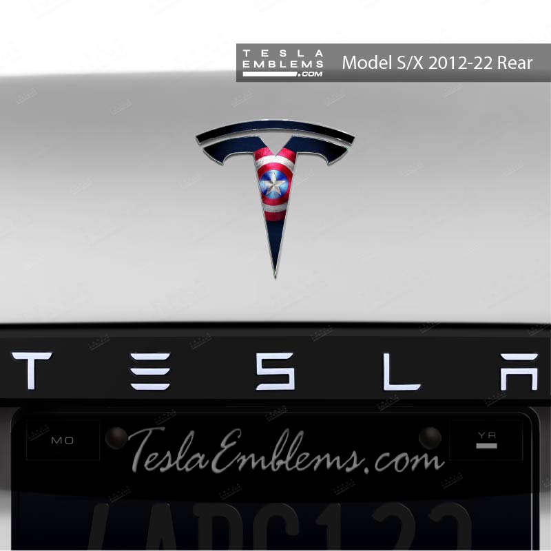 Captain America Tesla Emblem Decals (Front + Back) | Model S